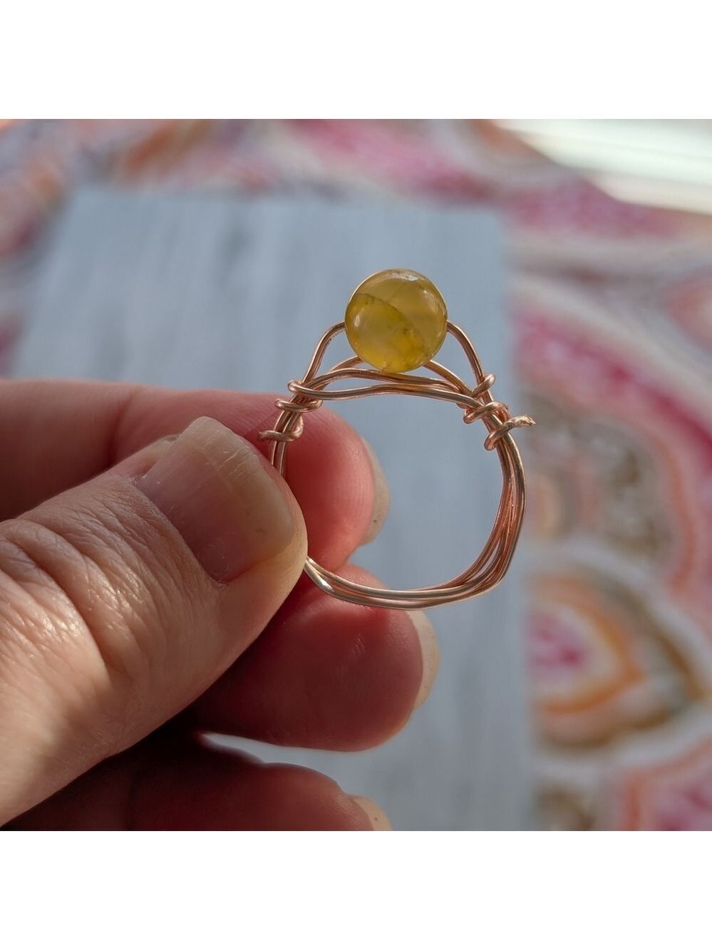 Elegant Yellow And Rose Gold Wire-Wrapped Ring